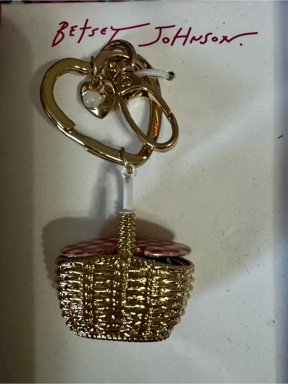 Betsey Johnson Gold Wine Basket & Grapes Charm Keychain and Purse Charm